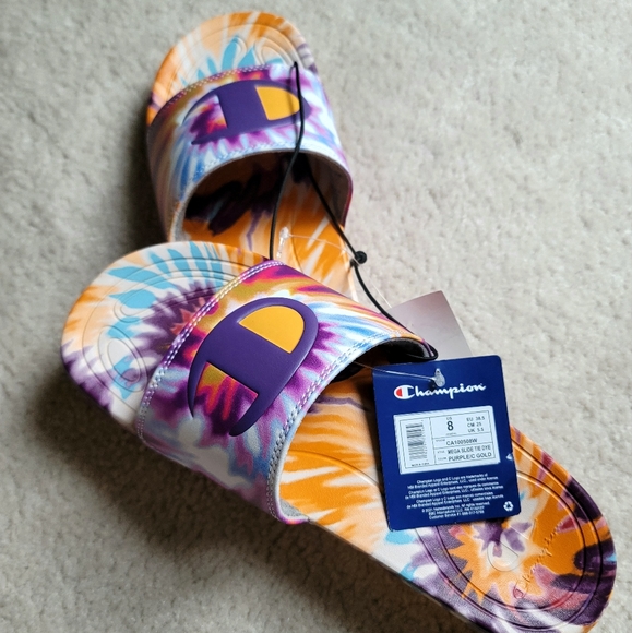 NWT Champion Women's Mega Slide Tie-Dye Sandles Size 8 - Picture 3 of 6
